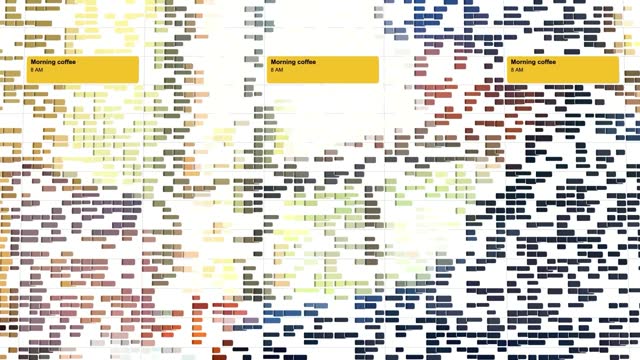 Calendar blocks forming a mosaic in the Avec launch video